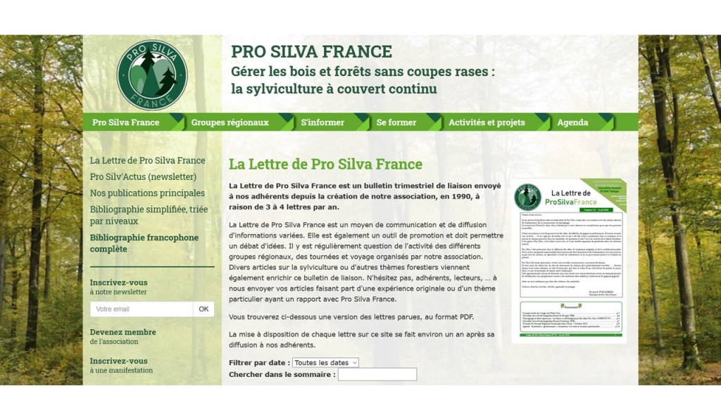 Mise en ligne de la Lettre de Pro Silva France N°77 (juillet 2019)