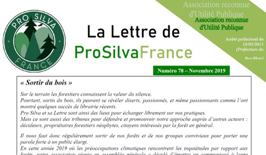 Mise en ligne de la Lettre de Pro Silva France N°78 (novembre 2019)